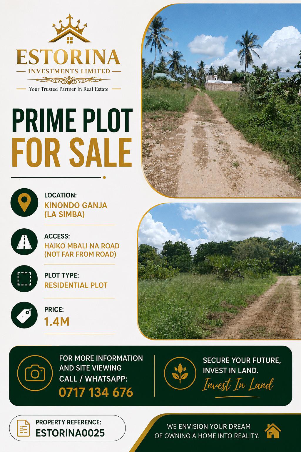 Prime Plot for Sale – Kinondo Ganja (La Simba)